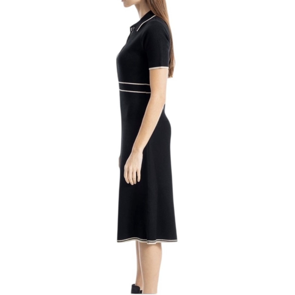 Max Studio London Black Bone Contrast Tipping Midi Sweater Dress XL NWT - Picture 2 of 15